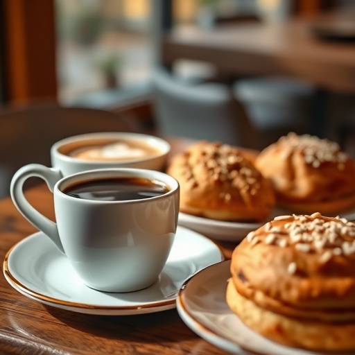 Delicious looking assortment of pastries displayed alongside a cup of coffee