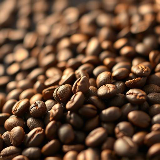 Pile of freshly roasted coffee beans at The Daily Grind, ready to be ground for brewing