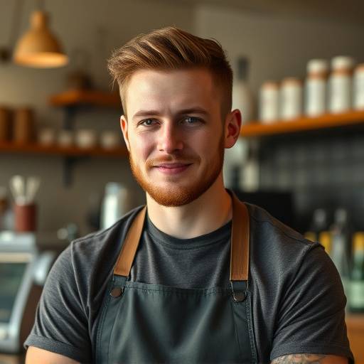 Portrait of Jacob Smith, the head barista at The Daily Grind.